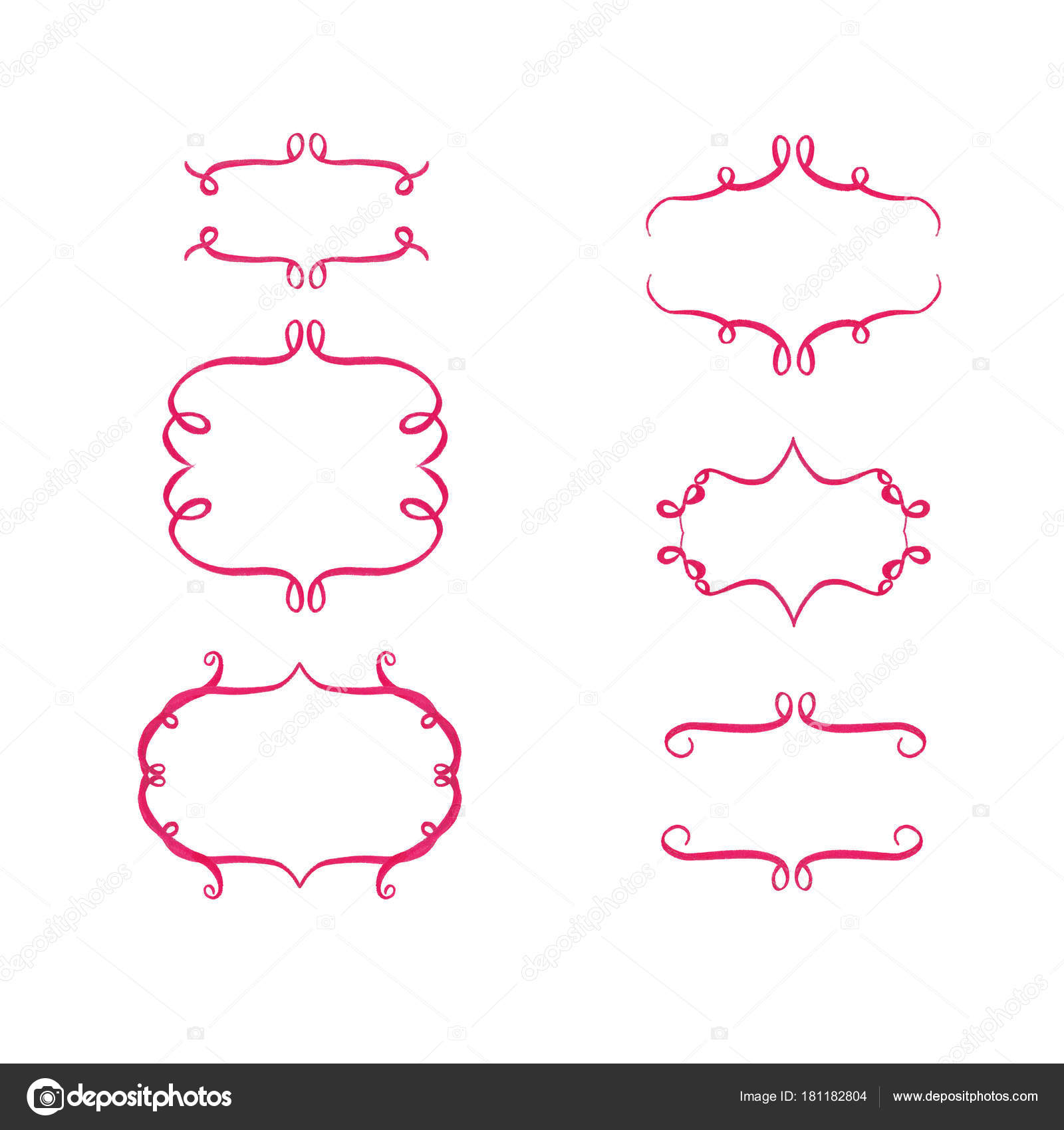 Cornici di design vintage in colore rosa a mano marcatore disegnato insieme di giorno di San