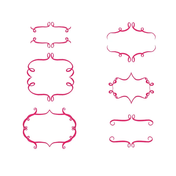 Conjunto de marcadores desenhados à mão de dia dos namorados molduras de design vintage na cor rosa . — Fotografia de Stock