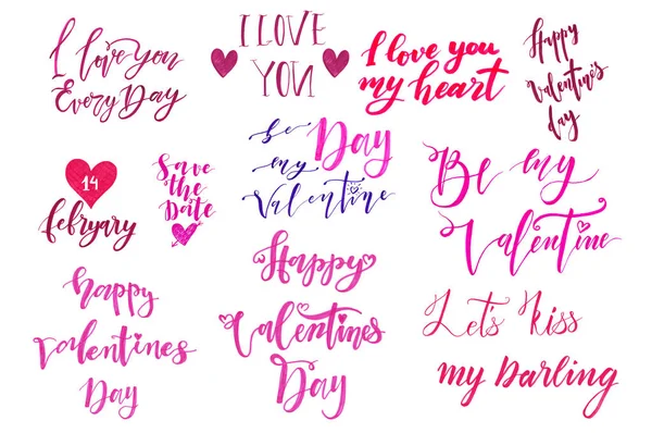 Valentines day lettering set made for postcard and greeting sign message decoration. — Stock Photo, Image
