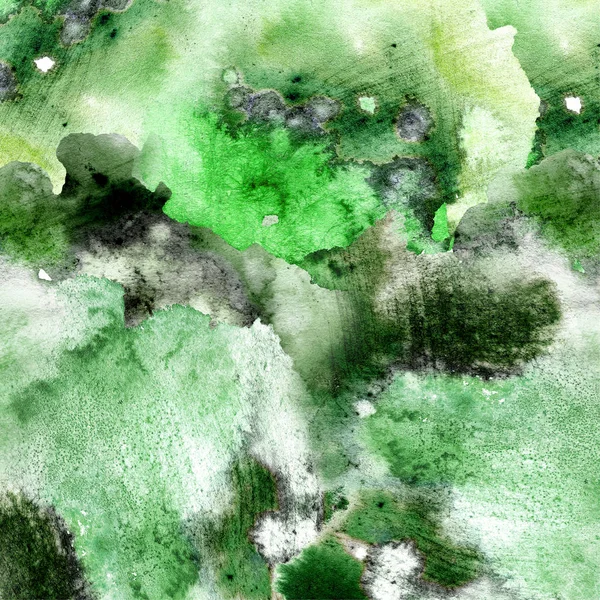 Acuarela verde abstracta sobre fondo blanco.El color que salpica en el papel.Es una mano dibujada . —  Fotos de Stock