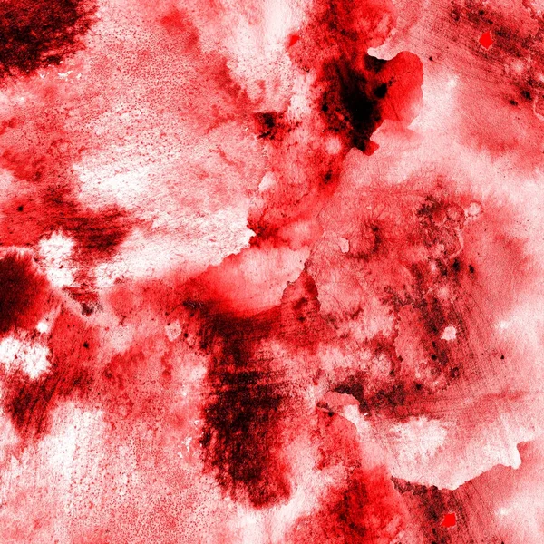 Abstracte rode waterverf op witte achtergrond. De kleur spetteren in het papier. Het is een hand getrokken. — Stockfoto
