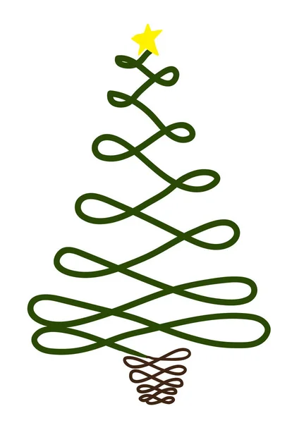 Arbre de Noël avec étoile sur fond . — Image vectorielle