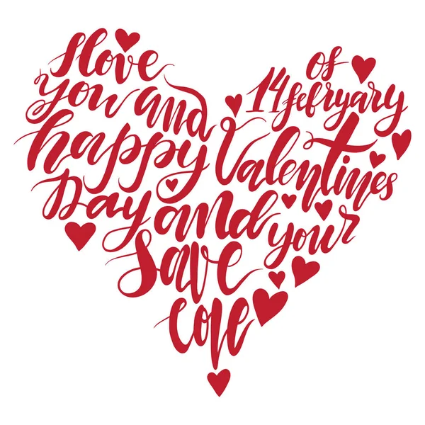 Heart handwritten lettering quote about love to valentines day design or wedding invitation or printable wall art. — Stock Vector