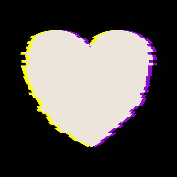 Beyaz kalp Glitch tarzı. İle Modern ve Trendy siluet vektör kalp çizim — Stok Vektör