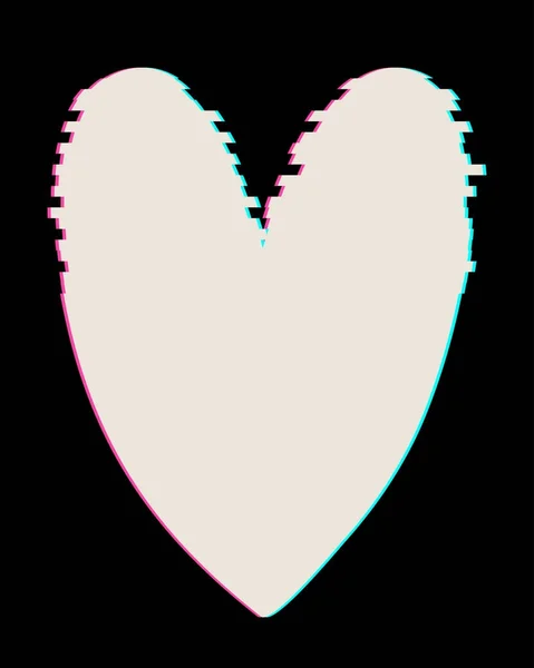 Vitt hjärta i Glitch stil. Vektorillustration hjärtat med, moderna och trendiga siluett — Stock vektor