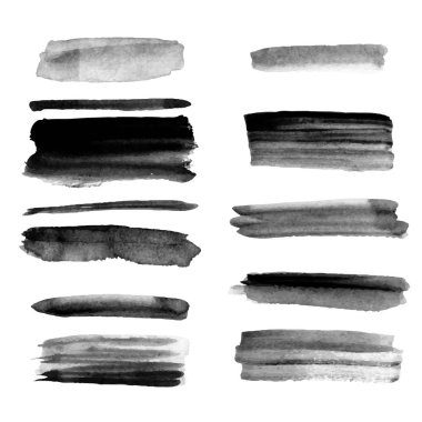 Farklı grunge fırça darbelerinin vektör kümesi.