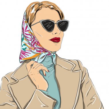 güzel moda kadın güneş gözlüğü vektör çizim EPS