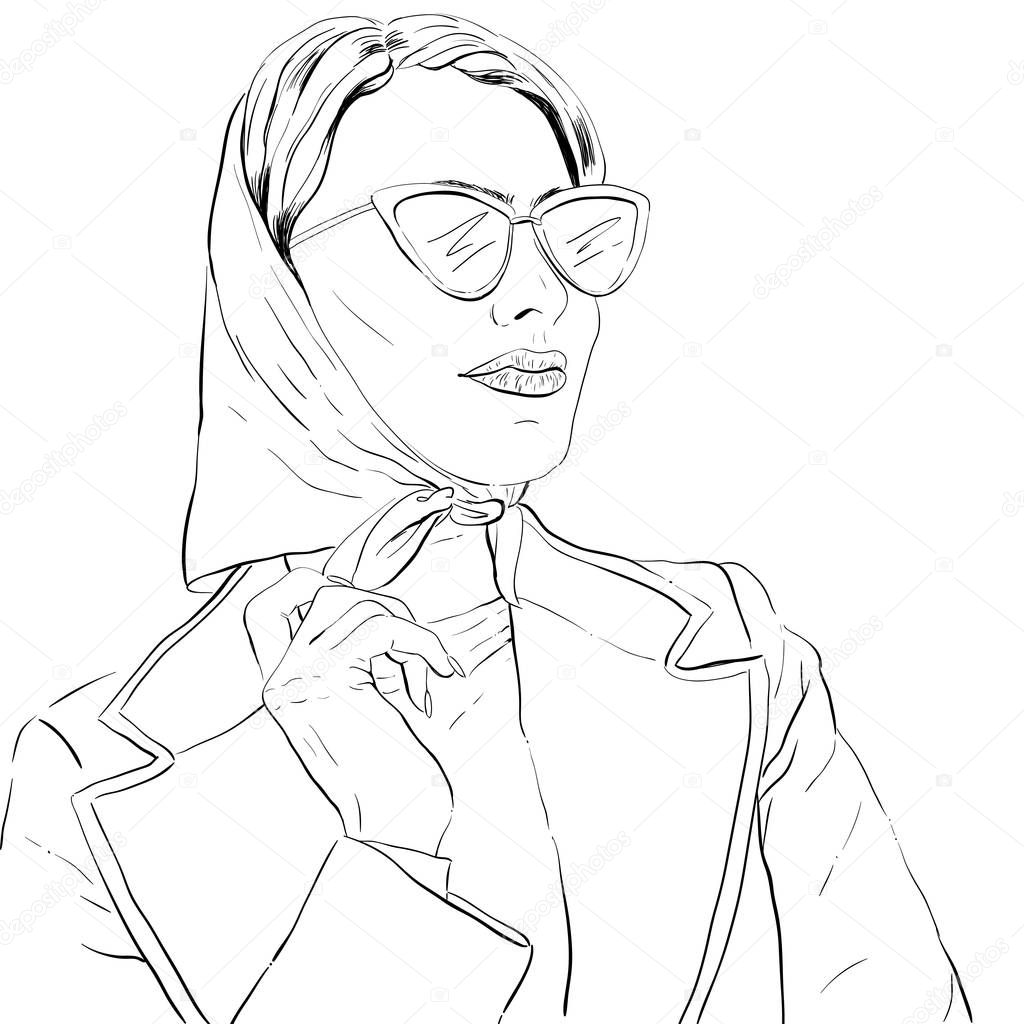 beautiful fashion woman in sunglasses vector illustration eps