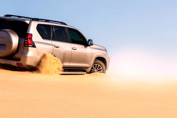 Gros Plan Une Voiture Dorée Coincée Dans Sable Désert Namibien — Photo