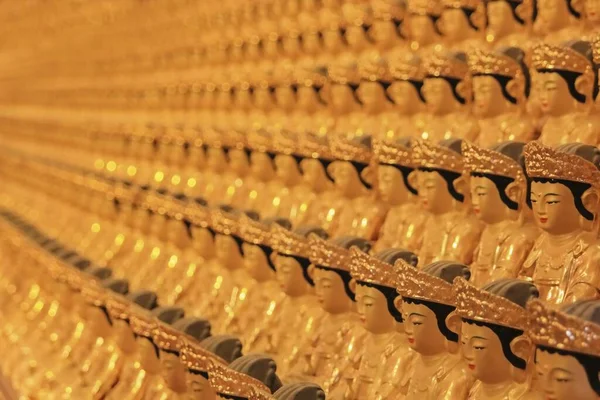 Homályos Háttér Kép Fal Ősi Ázsiai Buddhista Templom Számtalan Kis — Stock Fotó