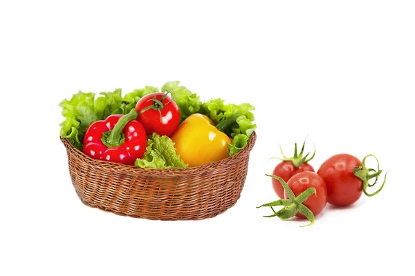 Verduras Orgánicas Frescas Maduras Aisladas Sobre Fondo Blanco — Foto de Stock