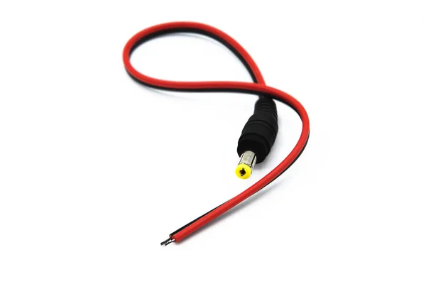 Straight Power Plug Wire Isolated White Background — Stock Photo, Image