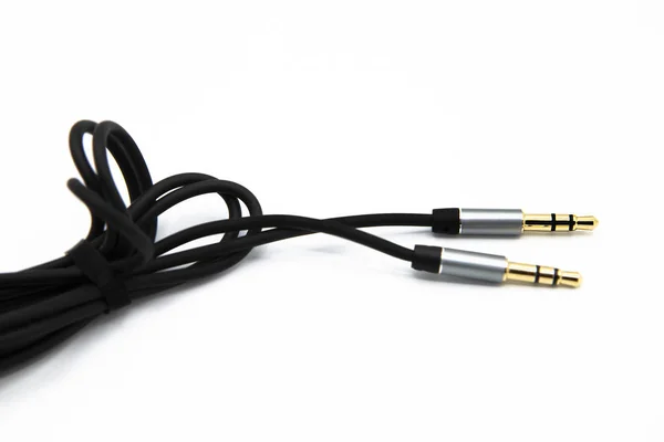 Audio Cable Aux Isolated White Background Jack Audio Cable — Stock Photo, Image