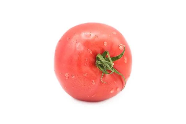 Tomate Gotas Água Isoladas Sobre Fundo Branco — Fotografia de Stock