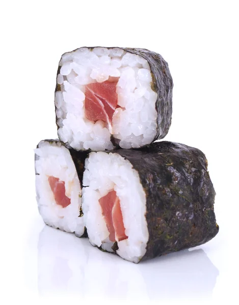 Feltekert Sushi Fehér Alapon Stock Kép