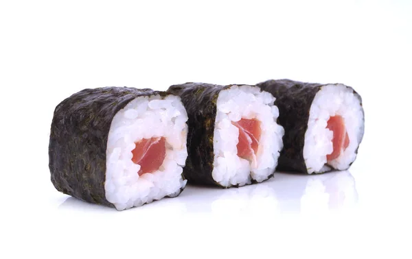 Rullade Upp Sushi Vit Bakgrund Royaltyfria Stockfoton