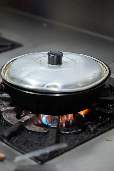 Beef Burgers Cooking Frying Pan Kitchen — Stock Photo, Image