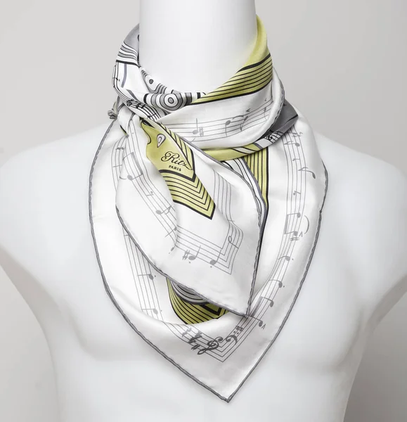Green Scarf - Hand-rolled silk scarves bearing