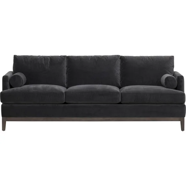 Najlepsze produkty do wyboru Nowoczesna skóra Faux, 3-osobowa modułowa sofa z rozkładaną sofą, Andrea Sofa Black z białym tłem — Zdjęcie stockowe