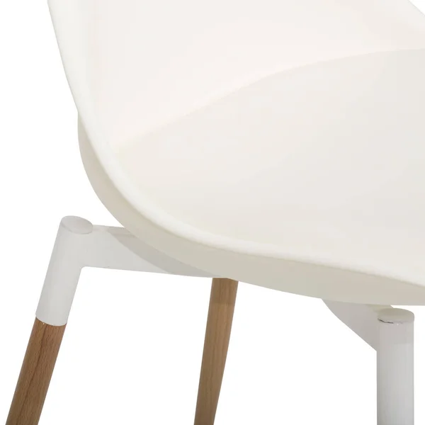 Chaise de salle à manger Comfort blanc, chaise Fiber Side - Base en bois, chaise de salle à manger Coque blanche crème, cadre en chêne massif laqué mat, chaise de salle à manger Beetle - Non tapissé — Photo