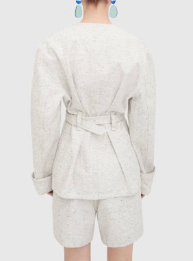 İki Düğmeli Blazer, Gömlekli Fermuarlı Önlü Kravat Uzun Kollu Elbise