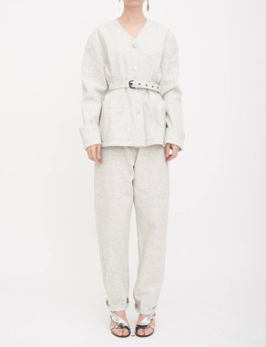 Cream Double Silk Chiffon Sheer Andrea Bluzu, Pruva Sırtı Bluzu