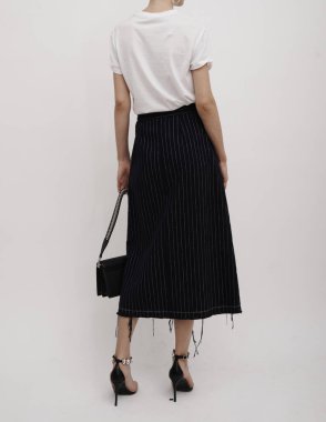 Uzun etekler, A-Line + Kadınlar için Kalem Eteği, Georgette Black A-line Elbise, Net Black A-line Bir parça Batılı Kadınlar, Midi A-Line Contrast Piping