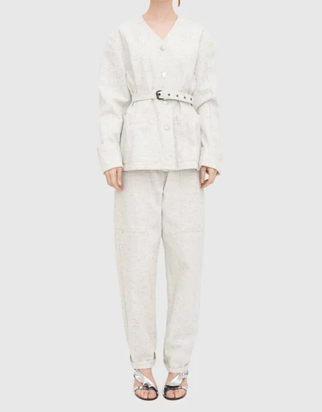 Cream Double Silk Chiffon Sheer Andrea Bluzu, Pruva Sırtı Bluzu