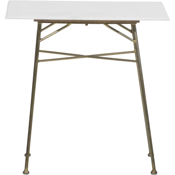 Clifton Writing Desk, Gold / White, Lustrzana konsola stojąca TV z szufladą, biurko dwuszufladowe z białym tłem — Zdjęcie stockowe