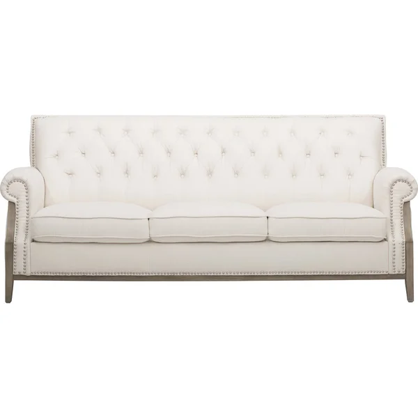 Biała kanapa trzyosobowa - Biała kanapa trzyosobowa, meble sofowe izolowane na białym tle — Zdjęcie stockowe