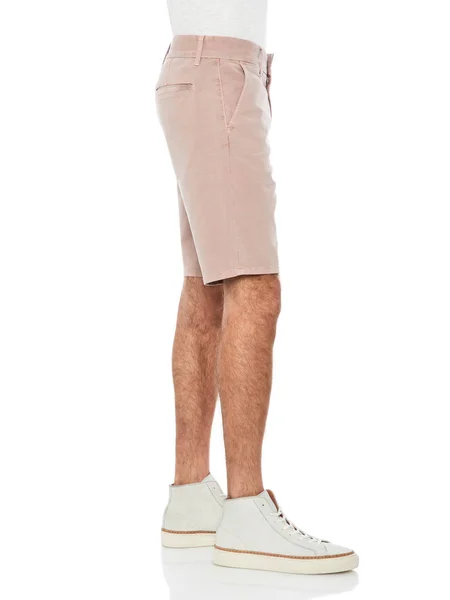 Podstawy Comfort Fit Lark Khaki Over Dyed Cotton Shorts, męskie spodnie kieszonkowe wielokrotnego użytku — Zdjęcie stockowe