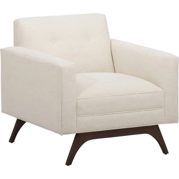 Диван-клуб стул диван-клуб, светло-бежевая ткань Tufted Club Chair, стиль гостиной кресло рукава, размер диван-кровать, которые идеально подходят для отдыха с белым фоном — стоковое фото