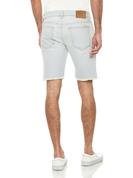 Casual shorts for men’s paired with white casual T-shirt and shoes with shoes and white background — ストック写真