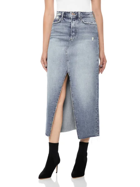 Długie spódnice jeansowe, Damskie body Con Knee-Long spódnica — Zdjęcie stockowe