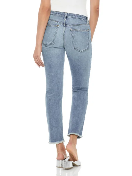 Kırışık ve Kırışıklık İnce Kadın Açık Mavi Kotları, Çift Siyah Kotlar - Soluk Direnç Bu orta sınıf kot, süper ince sarılmalar vücudun her kondisyonuna, kalçadan kot pantolona