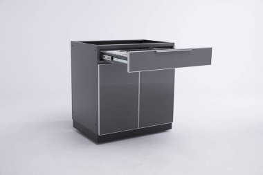 Kanada Home Depot 4 Parça Alüminyum Açık Mutfak Kapaklı, Açık Mutfak Alüminyum 32 inçlik Kıyıdaki Üçlü Çekmeceler Gri Kabinesi