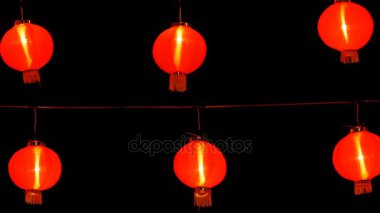 4k Çince Çin Yeni Yılı kutlamaları için dekore edilmiş gecede fenerler kağıt