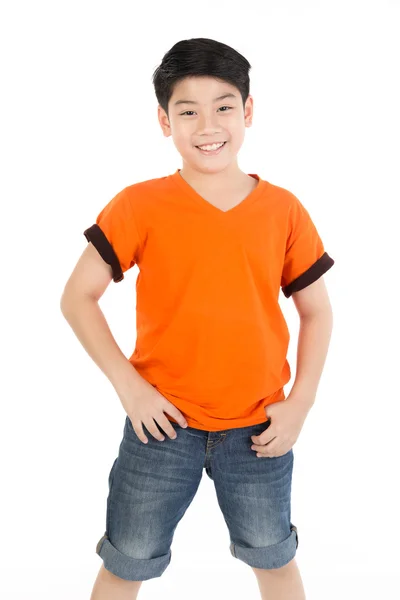 Photo of adorable young happy asian boy looking at camera — Stock Photo, Image