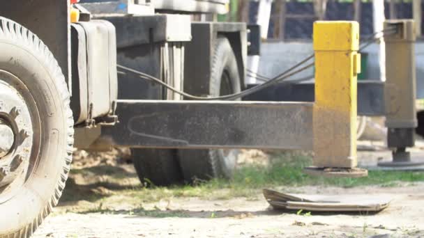 Close up Stand of crane truck car. — Stock Video