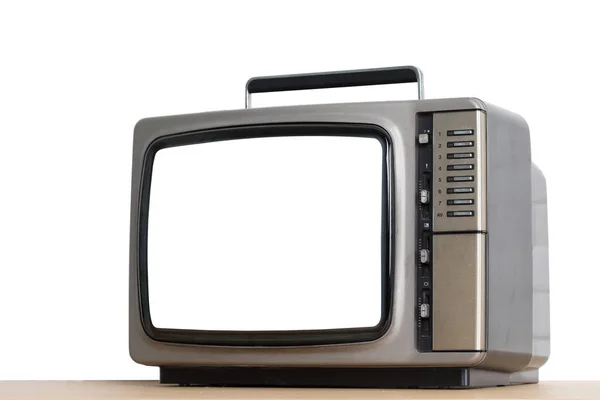 Gammal TV med utskuren skärmen isolera på en vit. — Stockfoto