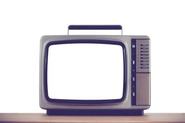Ekran üzerinde beyaz izole dışarı kesim ile eski televizyon.