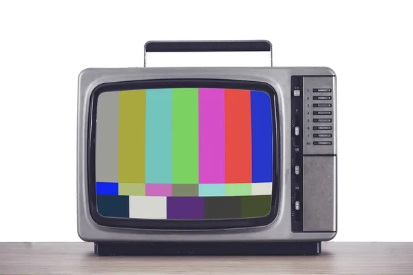 Oude vintage Tv met glitch scherm. — Stockfoto