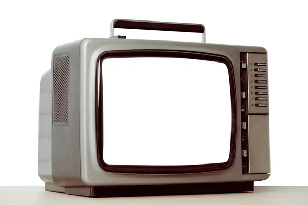 Oude televisie met uitgesneden scherm geïsoleerd op wit. — Stockfoto