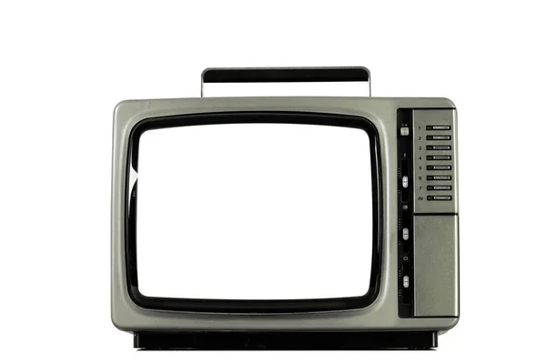 Stary telewizor z wyciętym ekranu na białym tle. — Zdjęcie stockowe
