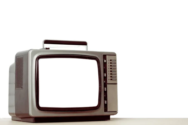 与切出屏幕上白色孤立的旧电视. — 图库照片