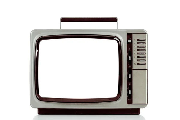Oude televisie met uitgesneden scherm geïsoleerd op wit. — Stockfoto