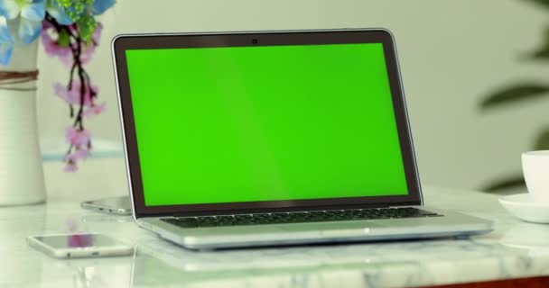 Portatile Con Schermo Verde Chiave — Video Stock