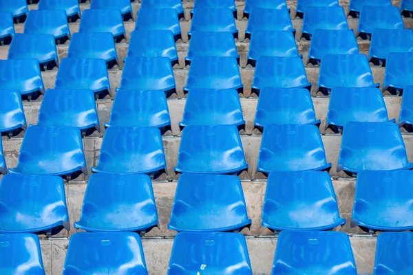 Sedili Vuoti Blu Dello Stadio Nell Arena Concetto Vecchio Sporco — Foto Stock