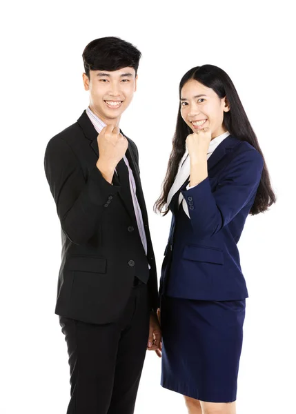 Ritratto di asiatico uomo e donna in piedi su sfondo bianco. — Foto Stock