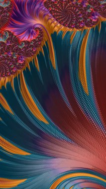 Sanatsal olarak 3D biçimlendirme fraktal, hayali soyut çizim ve renkli tasarım desen